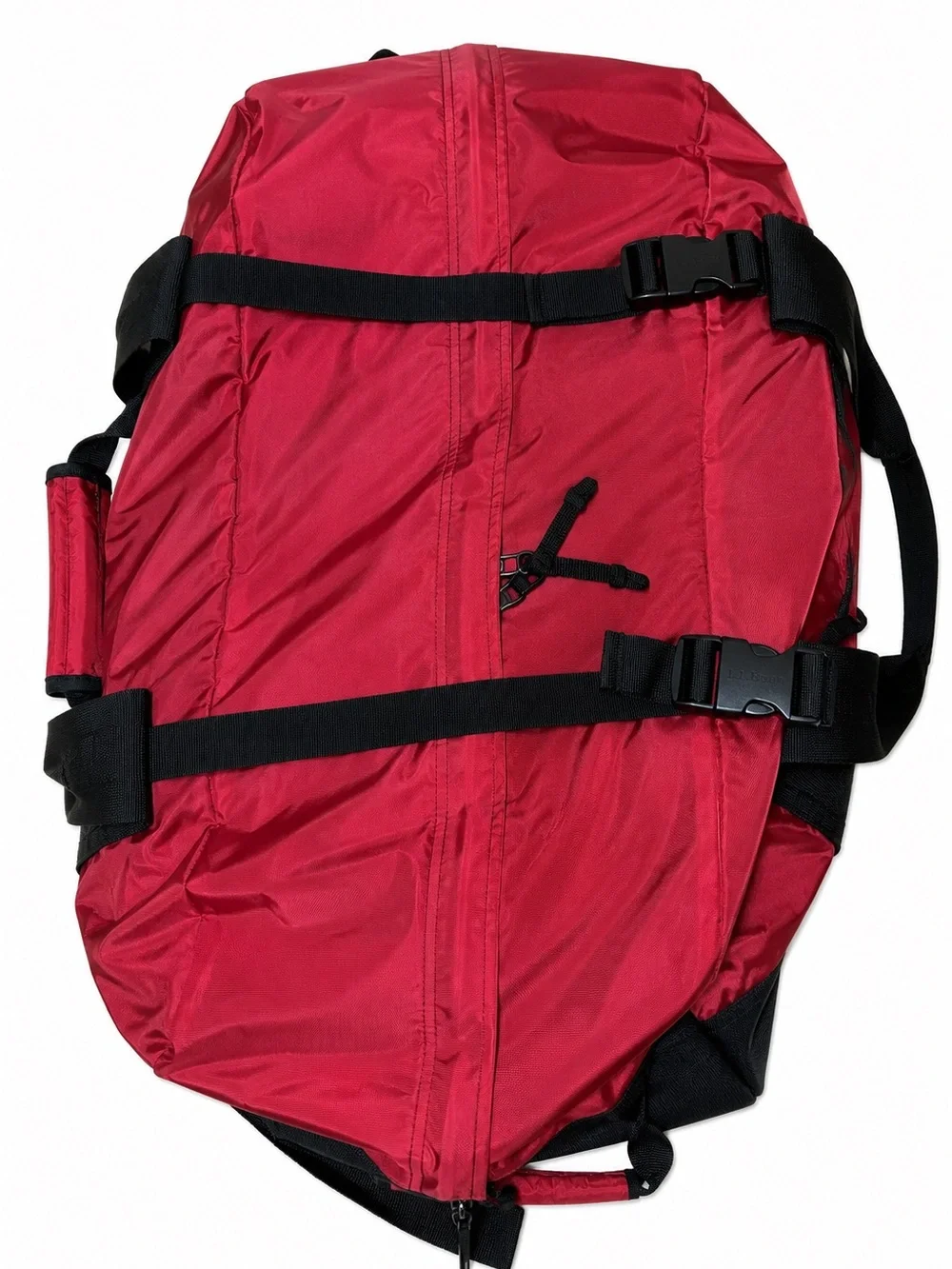 L.L. Bean Vintage Medium Adventure Duffle Bag Red Black Nylon Travel Weekender